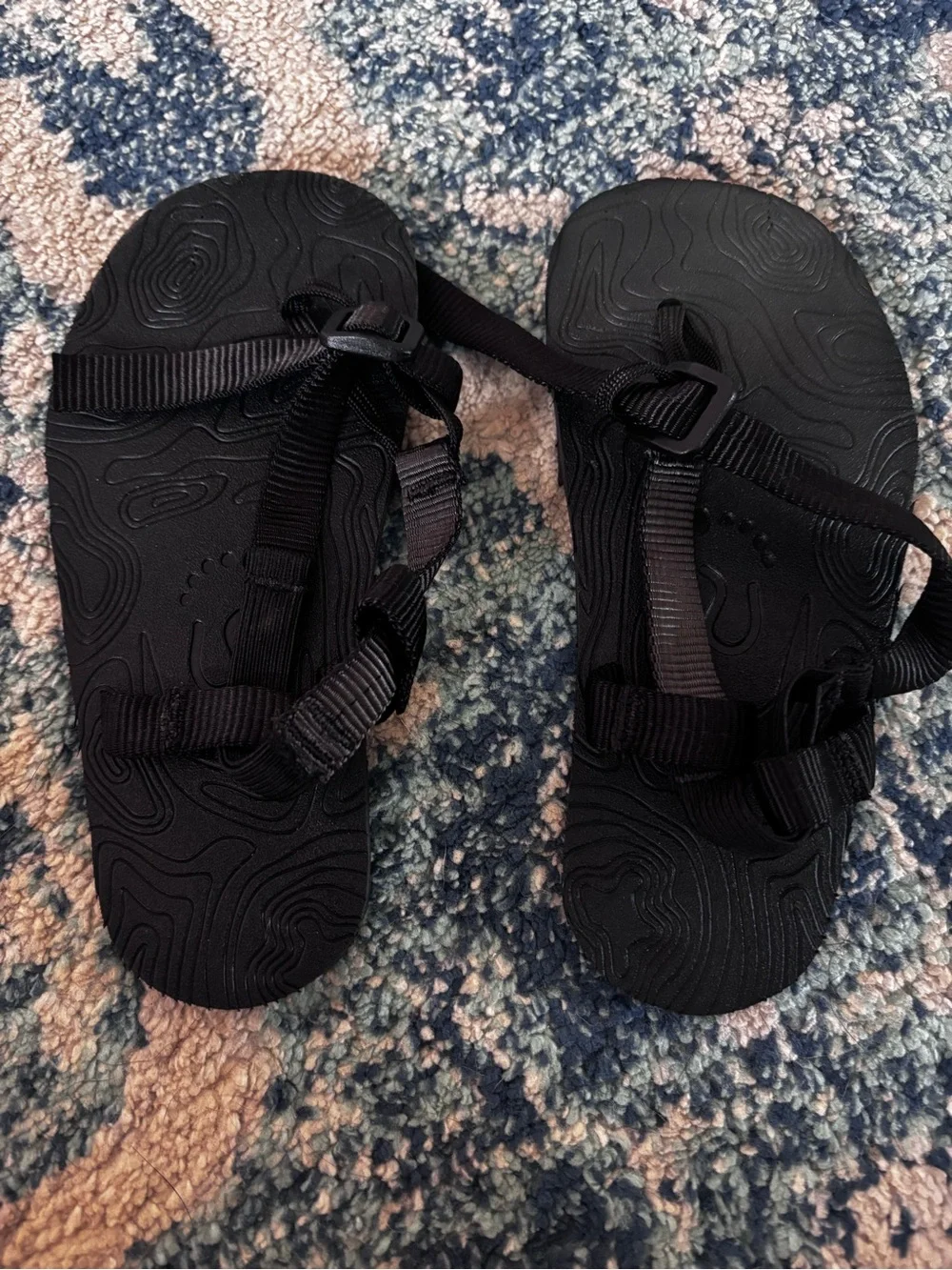 Kids Black Sandals — Durable Grip Sole